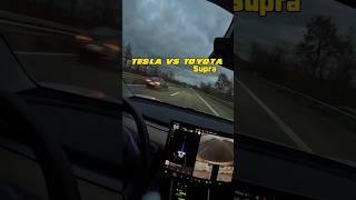 Tesla Model 3 Performance vs Toyota Supra on German autobahn!