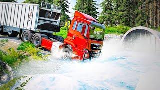 Trucks vs Fast Flowing River | BeamNG.Drive