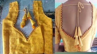 blouse neck designs potli button|| ब्लाउज का डिजाइन|silk saree blouse design|blouse design new model