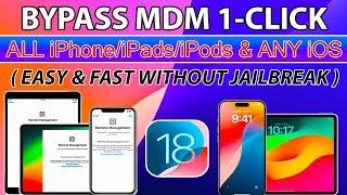 EASY MDM Bypass on iOS 18/17/16/15 Any iPhone/iPad| Remote Management Lock iPad/iPhone Issue Fixed