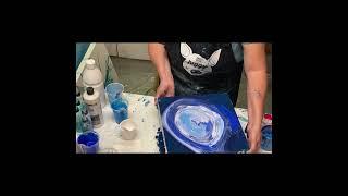 #5 12 x 12 inch canvas Cloud Pour/Beautiful Blues!