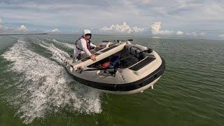 Testing Mantus Marine 104 with Hydrofoil on Tohatsu 20 HP Outboard with Electric Start