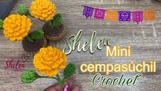 Cempasúchil con retoño para mini maceta Crochet ️🪴