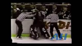 CHL Feb. 22, 1995 Wichita Thunder v Oklahoma City Blazers Bench Clearing Brawl (HL)