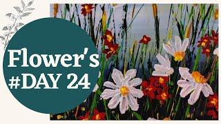 Easy Flower Painting Tutorial | Beginner Flower Painting | Acrylic Painting | Day 24