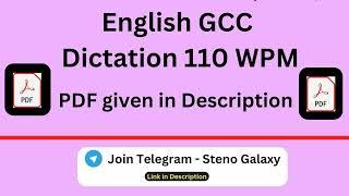 GCC English Dictation 110 WPM || English General || #gccdictations #gcc