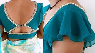 Blouse back neck design cutting and stitching| designer new blouse design. Blouse  new design#blouse