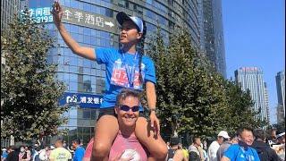 Shoulder Ride Challenge Part11 after running our Half-Marathon at Dalian International Marathon #fyp