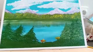 Acrylic Landscape Painting - AcrylicFreak Nr.O: Relax at the lake
