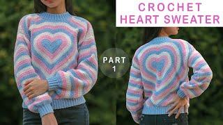 Easy Crochet Heart Sweater Tutorial Part I (Inspired By Olivia_Made) | Chenda DIY