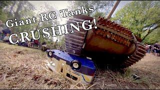 Giant RC Tanks crushing Toys!