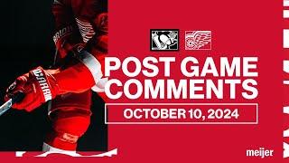 Dylan Larkin, Alex DeBrincat, Derek Lalonde Post Game Comments | Oct. 10, 2024 vs PIT