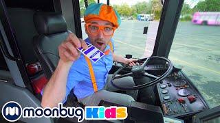 Blippi Explores a Bus | Cars, Trucks & Vehicles Cartoon | Moonbug Kids