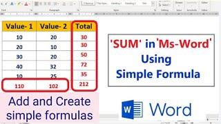 How to add and create formulas of sum in MS word?