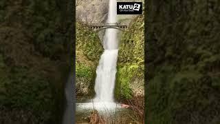 Multnomah Falls is beginning to show signs of spring.  #katu2abc #katu #portland #shorts #waterfall