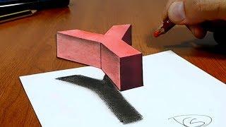 3D Trick Art on Paper Floating letter Y