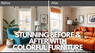 Small Apartment Makeover: Stunning Before & After with Colorful Furniture