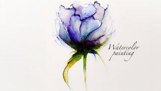 Painting of flowers with watercolor technique