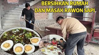 CLEAN UP THE BUILDING MATERIALS AT OUR NEW HOME, COOKING TRADITIONAL INDONESIAN BLACK BEEF SOUP