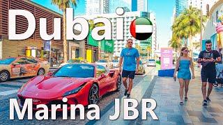 Dubai Marina and JBR Downtown Beautiful Day Walking Tour 4K