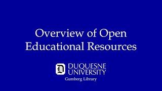 Overview of Open Educational Resources