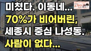 미쳤다. 이동네. 70%가 비어버린, 세종시의 중심으로 불리는 나성동. 사람이 없다. 부동산 상가 공실 분양 매매 아파트 이야기 입주권 분양권 재개발 재건축 노가다 노비