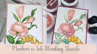 Alcohol Markers vs Ink Blending With Stencils - Which is quicker for card making?