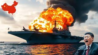 1 Hour Ago! China's Newest Aircraft Carrier in 2024 Explodes in the Middle of the Sea