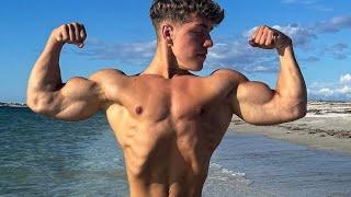 17 years old teen boy | flexing muscle