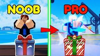 Noob To Pro Level 1 to Max as Noob Bacon using Mythical Holiday Gifts in Blox Fruits