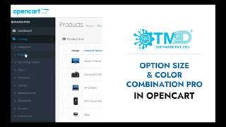 TMD Opencart  Product Option Size & Color Combination Pro