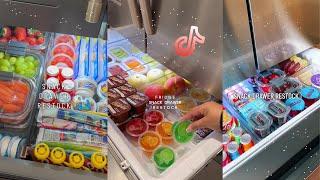 Fridge snack drawer restock || organizing and restocking ASMR || Tiktok compilation  