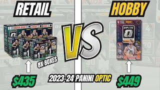 This was a Slaughter 2023-24 Panin Optic Basketball Hobby Box vs 8 Retail Boxes