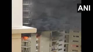 #WATCH | Uttar Pradesh: Fire broke out at Lotus Boulevard Society in Noida's Sector 110