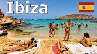 Ibiza, Spain 4K - Walking 4 Amazing Beaches in Summer 2024