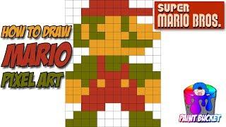 How to Draw Mario - Super Mario Bros Pixel Art Drawing Tutorial