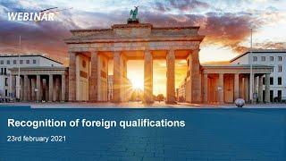 Webinar: Recognition of foreign qualifications