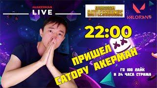 22:00 ПРИБЫЛ ГОДЖО АКЕРМАН / АПАЕМ РАНГИ PUBG и VALORANT (100к лайков и 24 часа стрима) #game