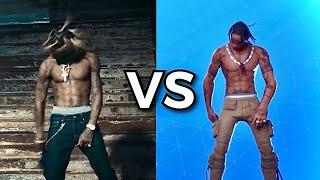 New Fortnite Travis Scott Head Banger & Rage Emotes IRL side by side!