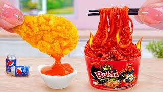 Best Korean Japan Food  Miniature Fried Chicken Karaage Spicy Buldak Noodles  Tina Mini Cooking