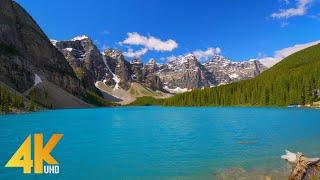 4K Mountain Lake Scenery & Healing Birdsong - One Day on Moraine Lake, Canada