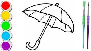 Cute Umbrella Drawing ,Colouring,Painting for Toddlers_ Child Art#drawing #umbrella #coloring#kids