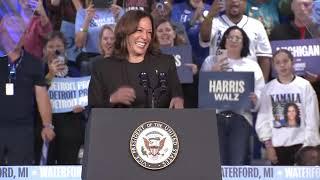 Oakland County rally crowd sings 'Happy Birthday' to Kamala Harris ahead of her birthday