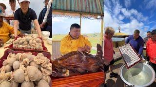 Mongolian Enke's grassland cuisine! Roasted whole lamb! Collection 38 #camping #village #mongolia