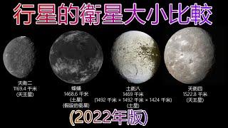 行星的衛星大小比較 (2022年版)