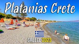 Platanias Crete, Chania, walking tour 4k, Kreta, Greece 2023