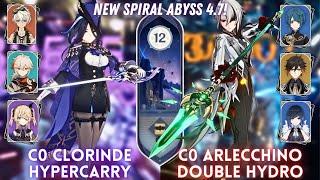 NEW SPIRAL ABYSS 4.7! C0 Clorinde Hyper & C0 Arlecchino 2 Hydro | Floor 12 - 9⭐