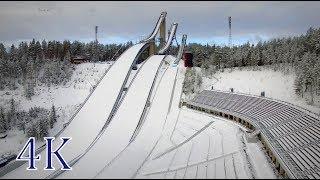 Lahti Salpausselän hyppyrimäet 4K - Aerial video Finland Above- Lahti Ski jumping hills