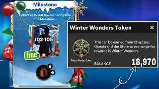 How to get FREE 18,970 WINTER WONDERS TOKENS for 102-105 MILESTONE ?