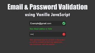 Email & Password Validation Check Using Vanilla Javascript | How To Check Email Valid or Not